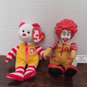 2pc 2002 Vintage Mcdonalds Finger Puppet/2004 Ty Ronald Mcdonald Bear